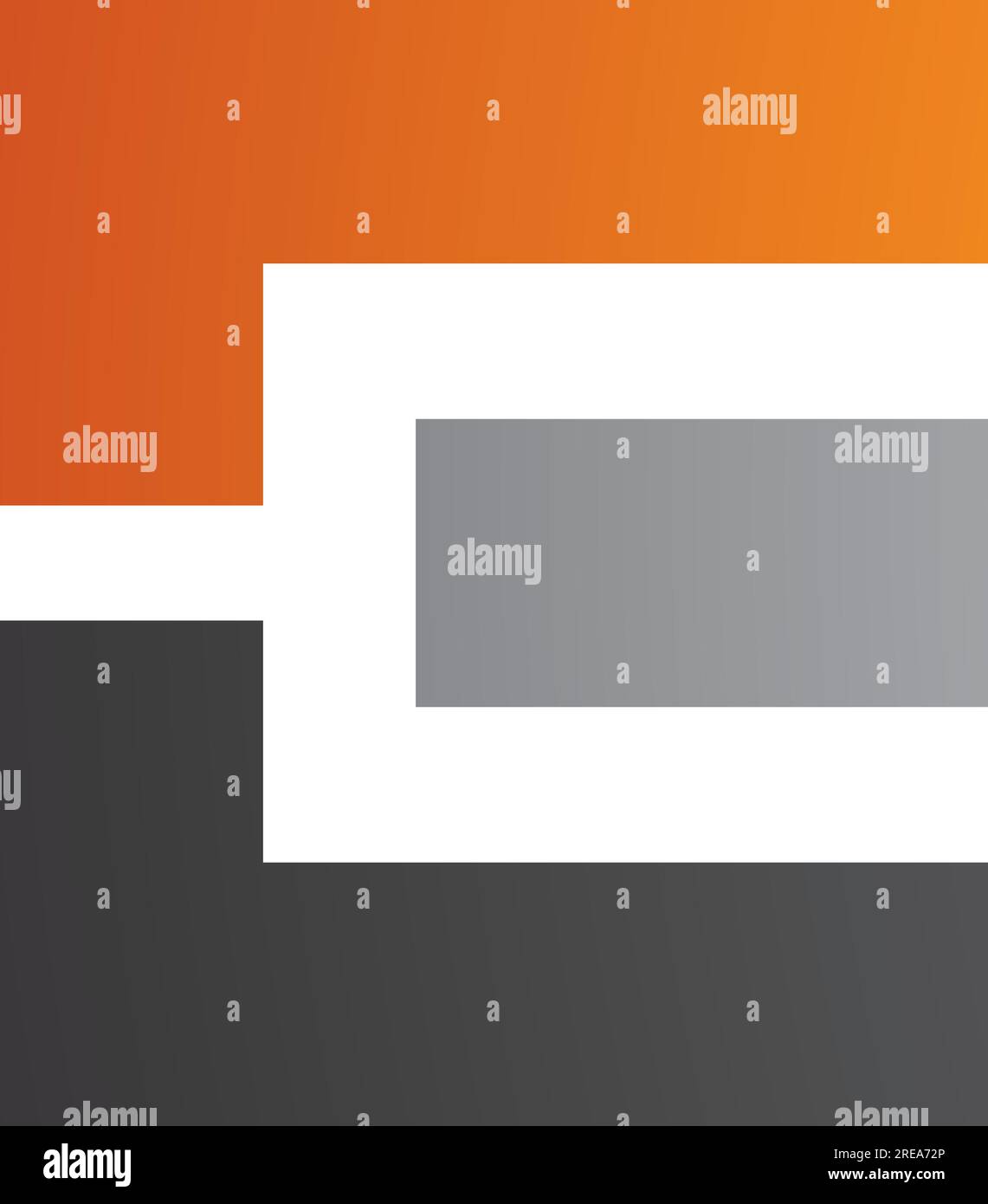 Orange Noir et gris icône rectangulaire lettre E sur fond blanc Illustration de Vecteur