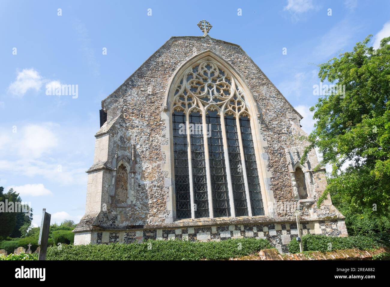 Sentier du patrimoine local - vue extérieure de l'église St Marys dans le charmant village de Tilty dans l'Essex, en Grande-Bretagne. L'église se dresse sur le site d'un ancien Banque D'Images