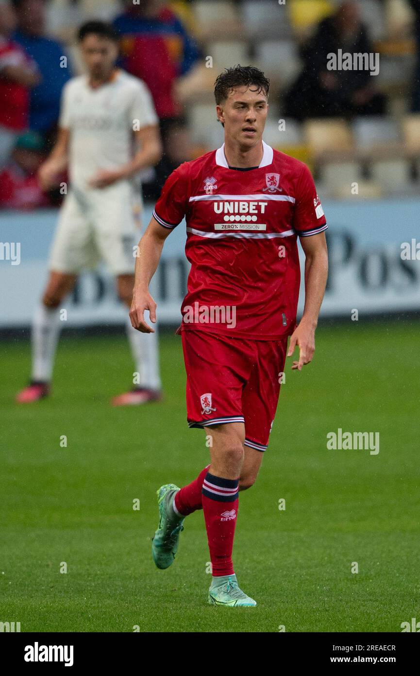 Matthew Hoppe de Middlesbrough lors du match amical de pré-saison entre Bradford City et Middlesbrough à l'Université de Bradford Stadium, Bradford le mercredi 26 juillet 2023. (Photo : Trevor Wilkinson | MI News) crédit : MI News & Sport / Alamy Live News Banque D'Images