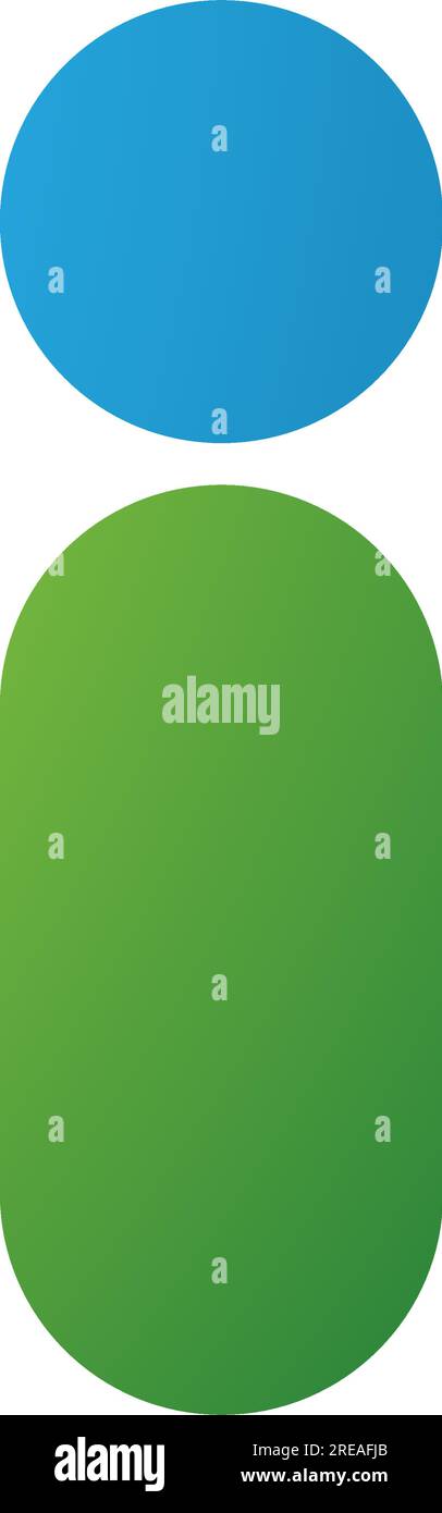 Vert et bleu abstrait rond personne en forme de lettre I icône sur un fond blanc Illustration de Vecteur