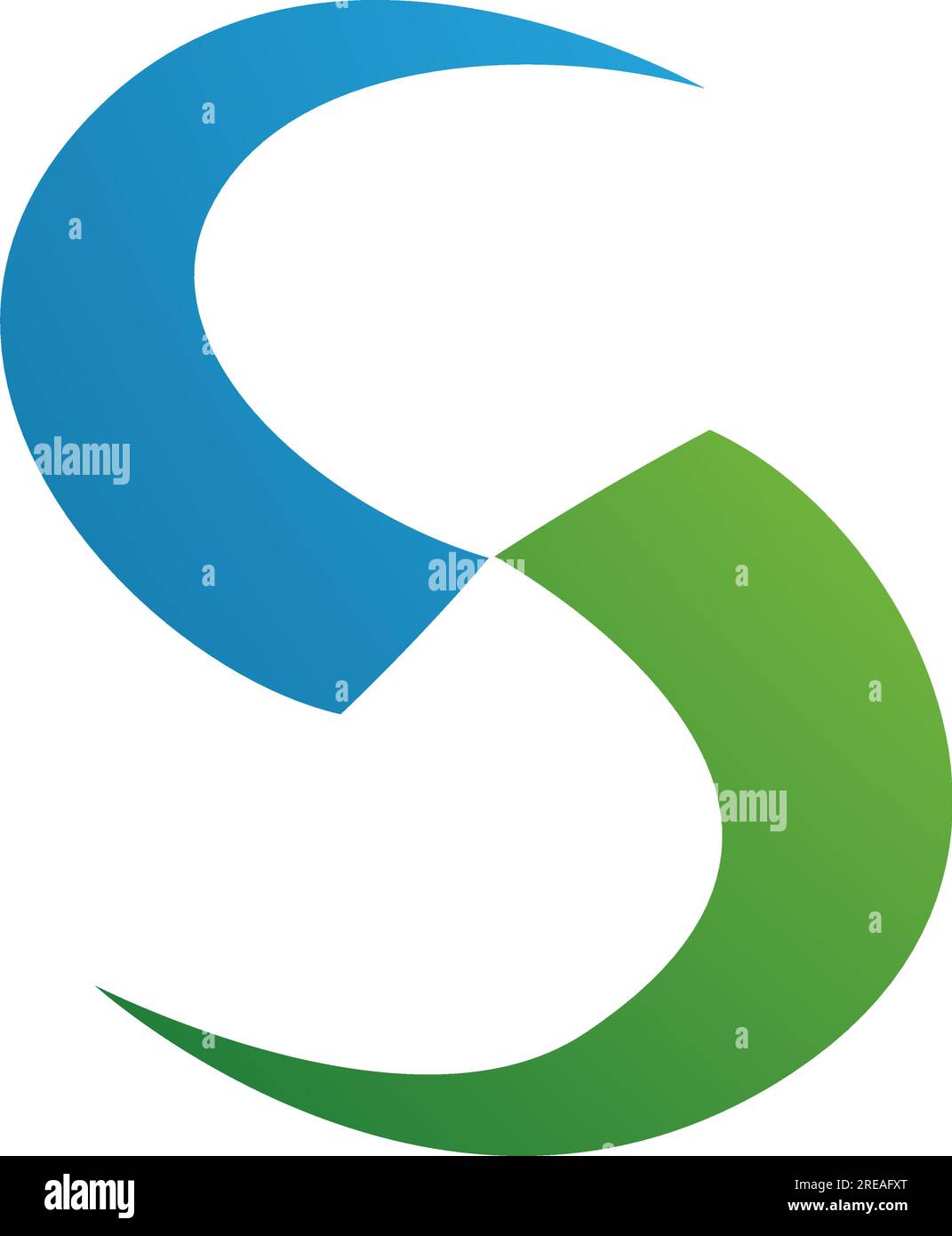 Icône lettre S en forme de lame verte et bleue sur fond blanc Illustration de Vecteur