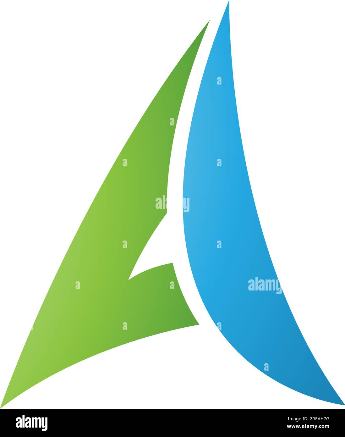 Vert et bleu papier en forme de plan icône lettre A sur fond blanc Illustration de Vecteur