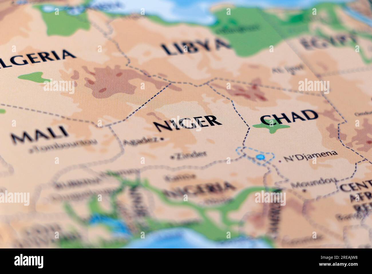 carte du monde de l'afrique avec un point de vue rapproché au niger et au tchad Banque D'Images carte du monde de l'afrique avec un point de vue rapproché au niger et au tchad Banque D'Images