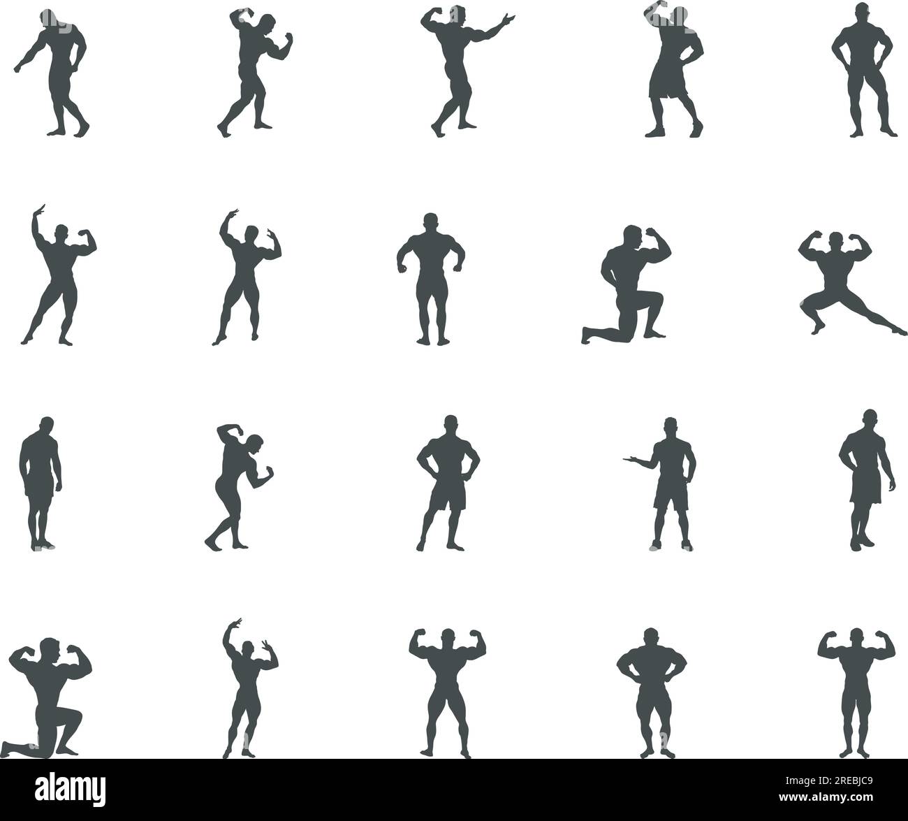 Silhouette de bodybuilder, silhouette de fitness et de bodybuilder, clip art de silhouette de bodybuilder, bodybuilder SVG Illustration de Vecteur