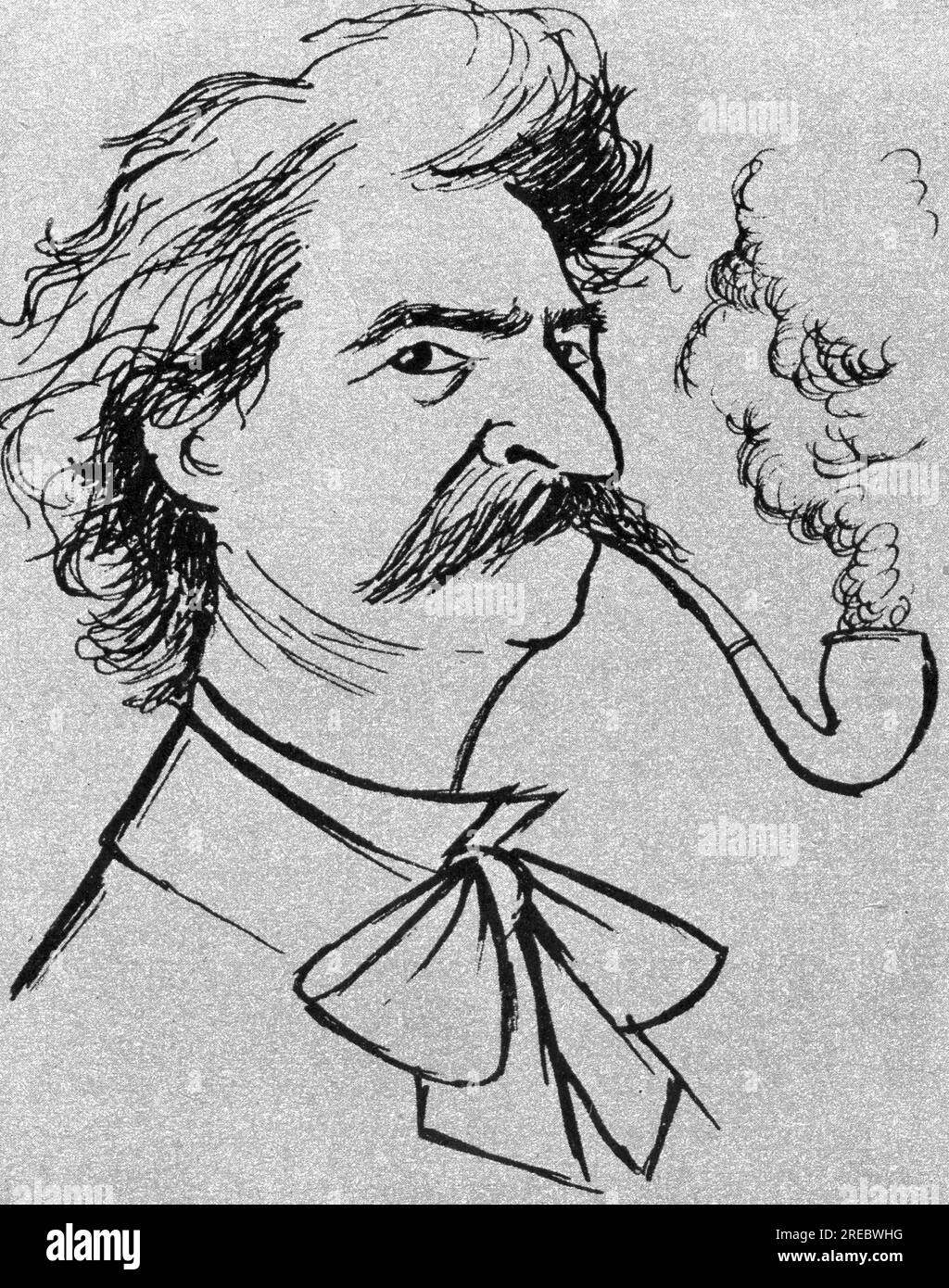 TWAIN, Mark, 30.11.1835 - 21,4 1910, écrivain américain, à Hartford, Connecticut, dessin, CIRCA 1885, INFO-AUTORISATION-DROITS-SUPPLÉMENTAIRES-NON-DISPONIBLE Banque D'Images