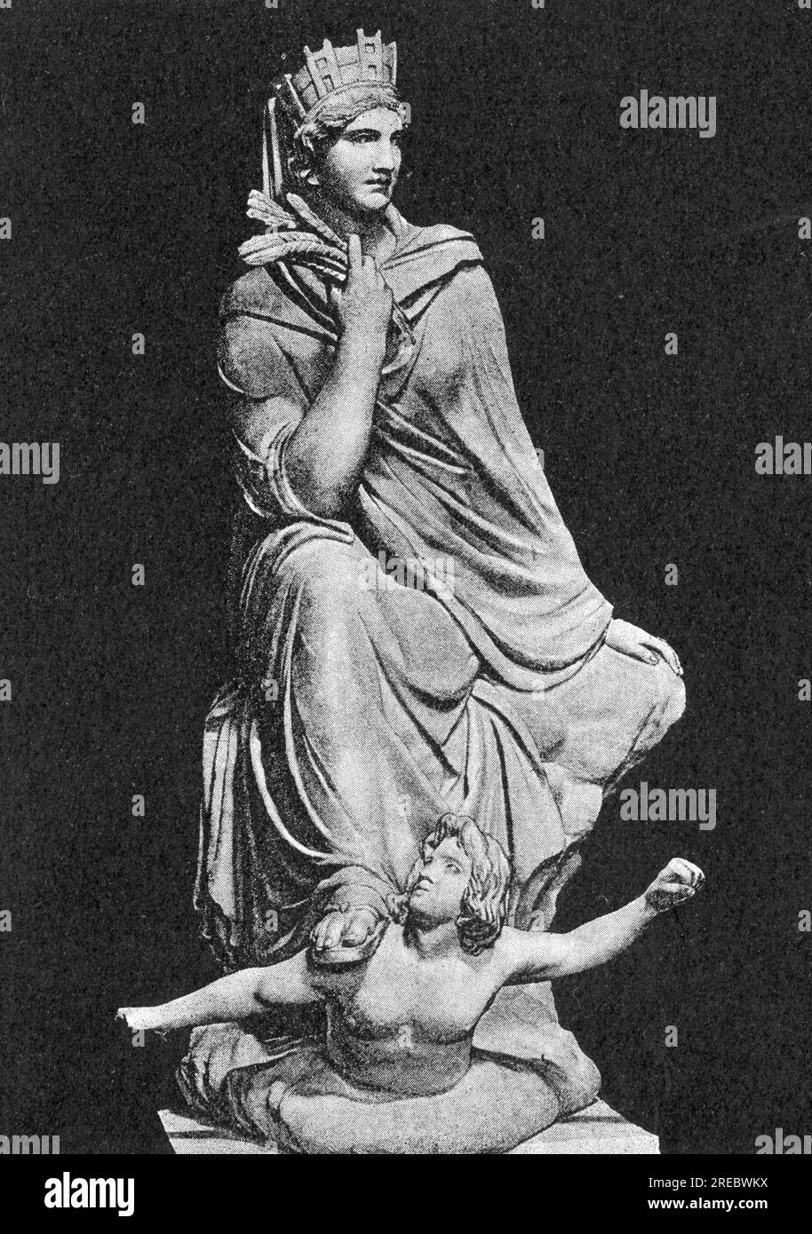 tyche, déesse grecque des destins, tyche d'Antioche, statue d'Eutychides, vers 294 av. J.-C., réplique romaine, INFORMATIONS-AUTORISATION-DROITS-SUPPLÉMENTAIRES-NON-DISPONIBLES Banque D'Images