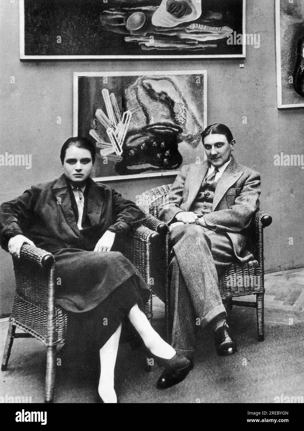 Toyen, 12.9.1902 - 9.11.1980, peintre tchèque, avec le peintre Jindrich Styrsky, Prague, 1931, INFORMATIONS-DROITS-SUPPLÉMENTAIRES-AUTORISATION-NON-AVAILABLE Banque D'Images