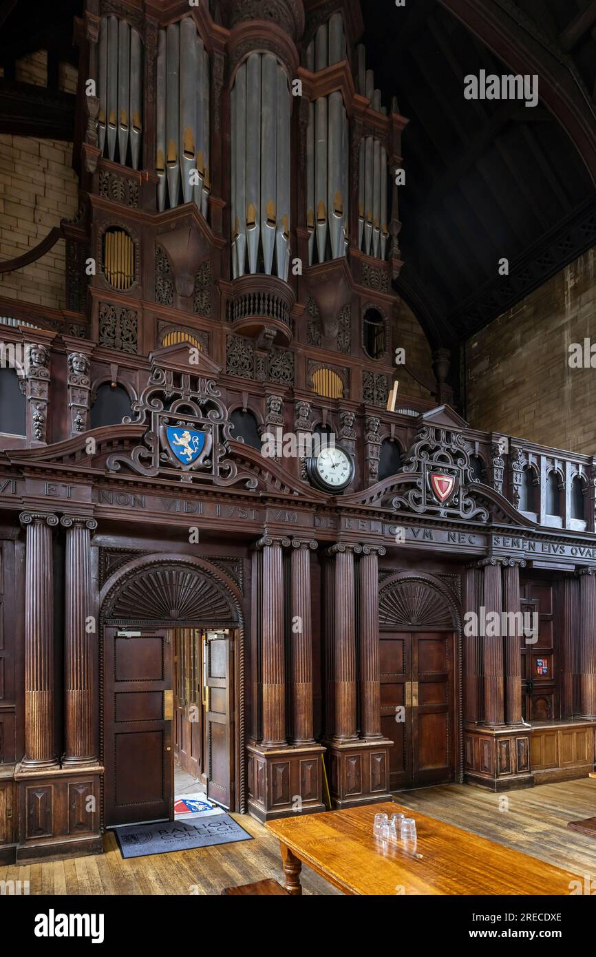 Intérieur de la salle à manger, Balliol College, Université d'Oxford. Banque D'Images