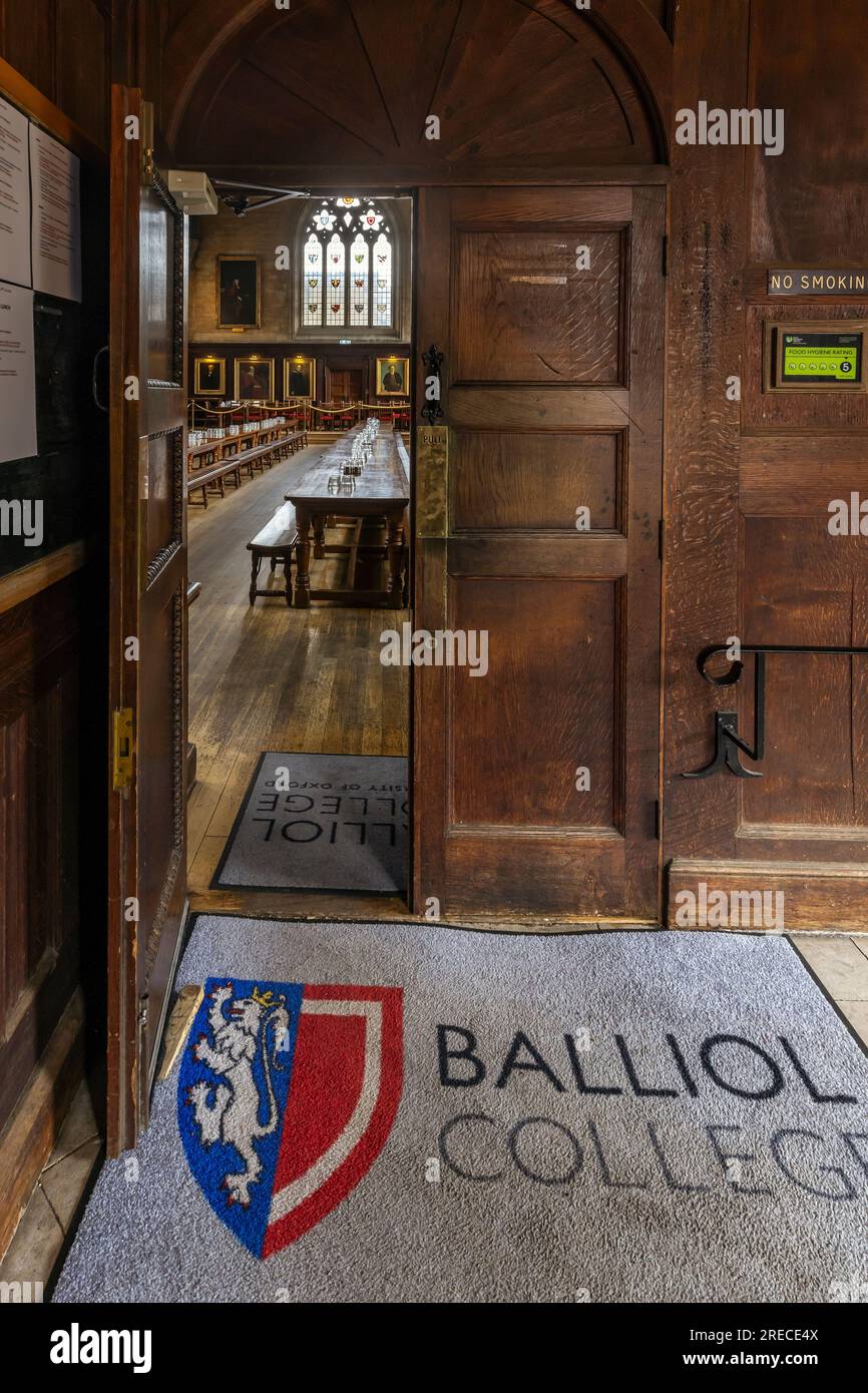 Entrée dans le hall d'entrée, Balliol College, Université d'Oxford. Banque D'Images