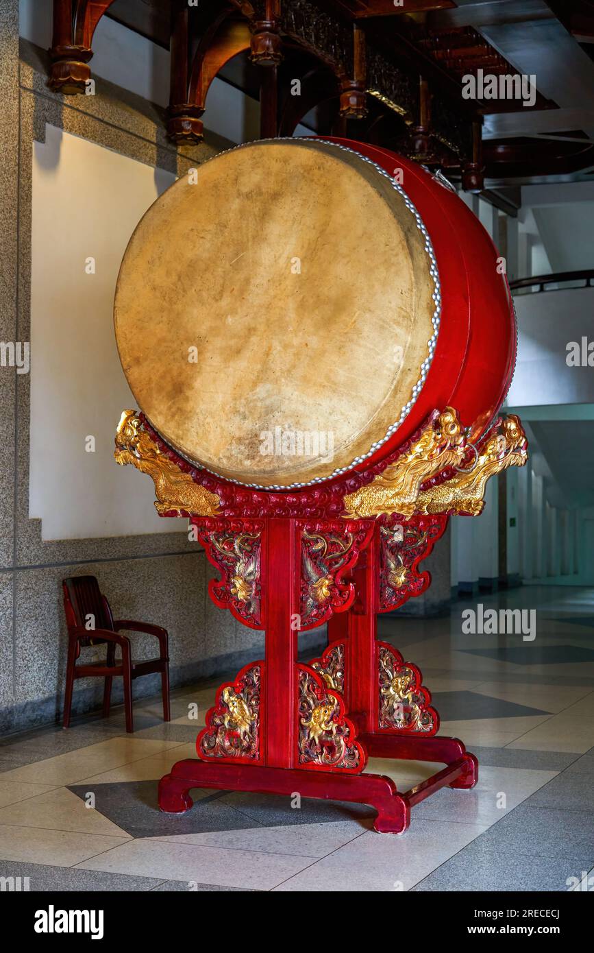 Gros plan du tambour traditionnel dans l'ancienne cour chinoise Banque D'Images