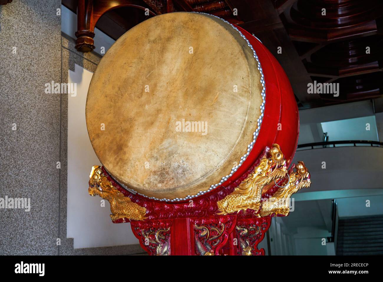 Gros plan du tambour traditionnel dans l'ancienne cour chinoise Banque D'Images