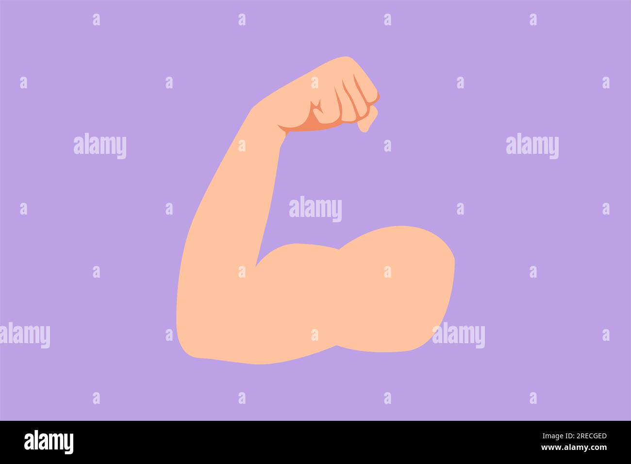 Émoticône musculaire dessinant un personnage plat. Emoji fort. Icône biceps fléchis. Emoji de geste de la main. Muscle du biceps du bras. Icône de main emoji ou symbole dans Internet Banque D'Images