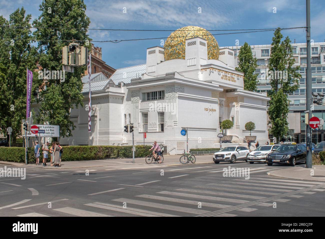 Vienne Secession : un magnifique monument de Vienne construit en 1897 pour accueillir les expositions d'art innovantes du groupe Vienna Secession. Une célébration Banque D'Images