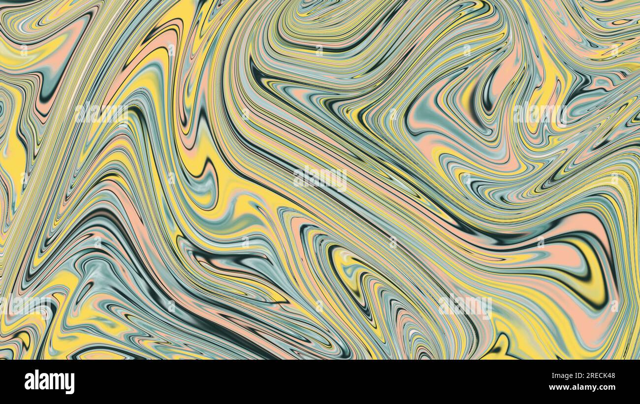 Fond abstrait effet peinture liquide. Vert, jaune, rose, bleu Banque D'Images