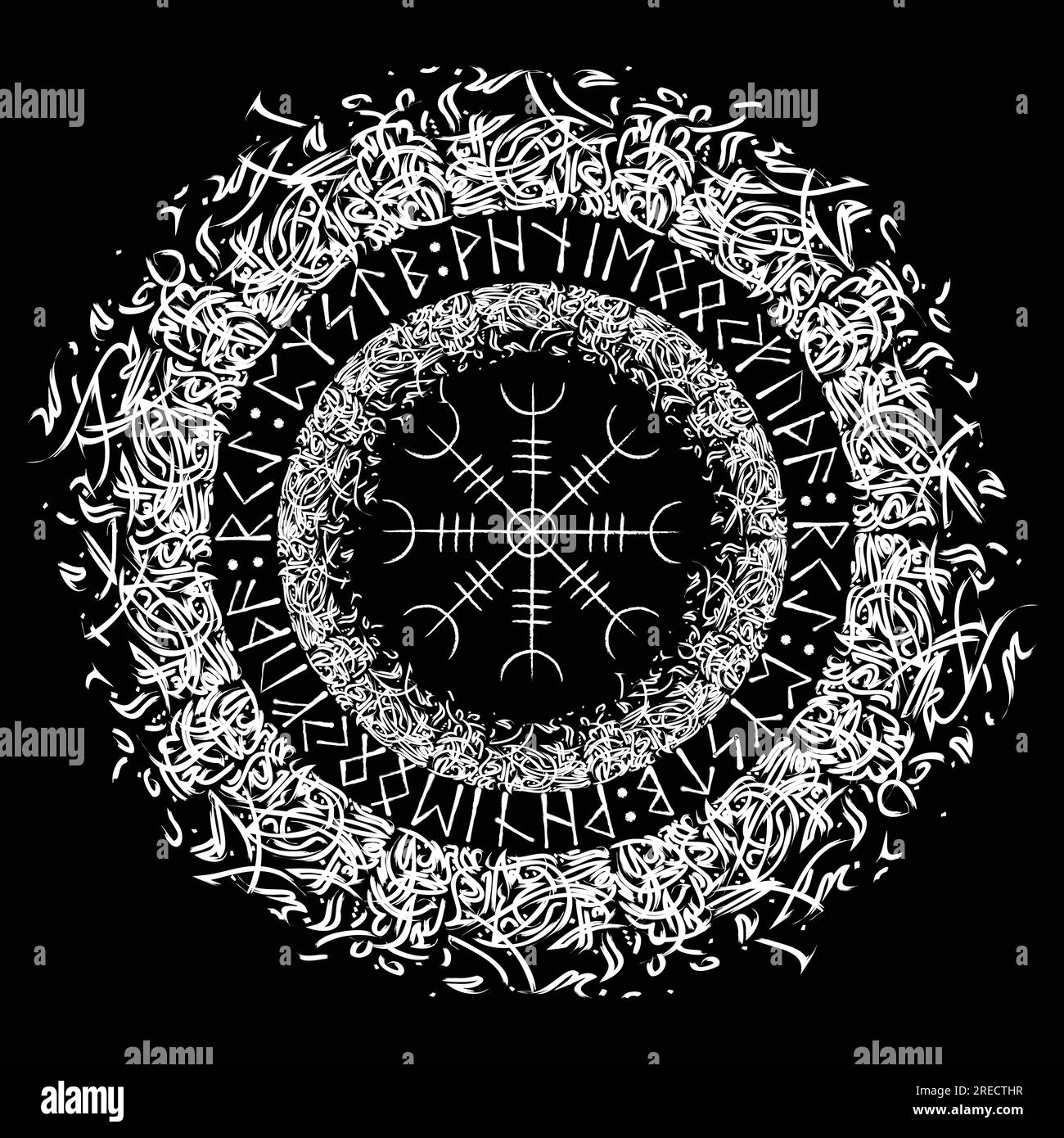 Blanc abstrait Awe Helm cercle plat Illustration de Vecteur