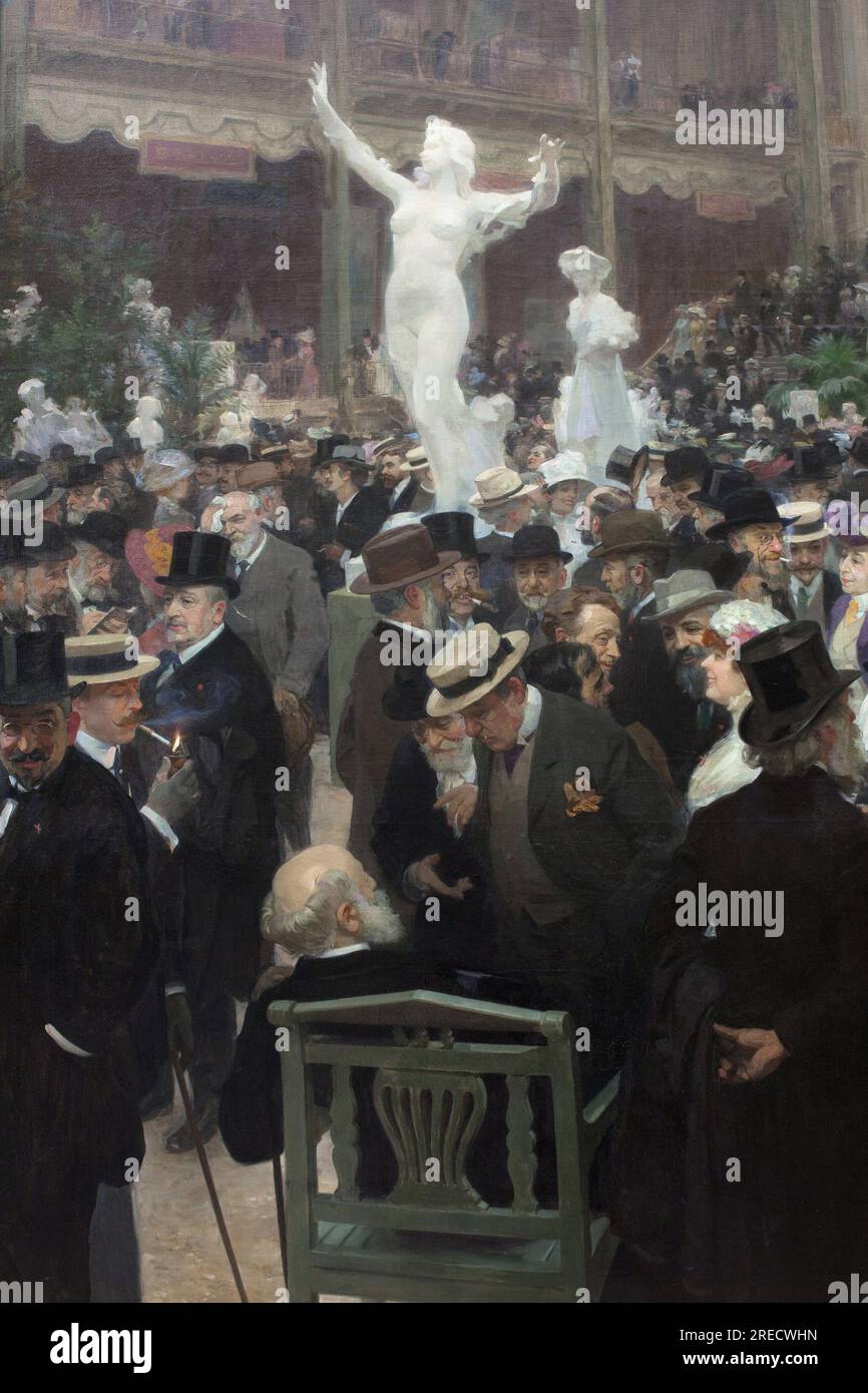 Un vendredi au salon des artistes français. Peinture de Jules Alexandre Grun (1868-1939), huile sur toile, art francais, 19e siecle. Musée des Beaux Arts de Rouen. Banque D'Images