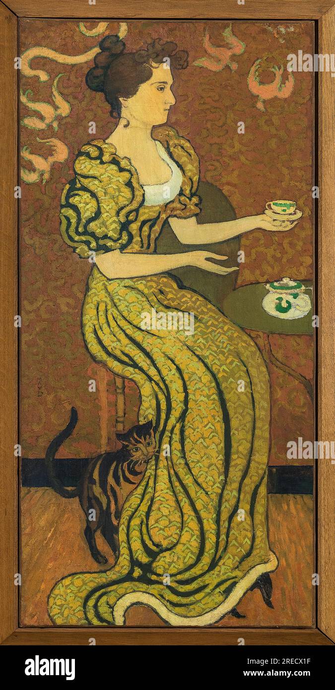 Portrait de Madame Ranson au chat vers 1892, huile sur toile, de Maurice Denis (1870-1943) - musée maurice denis saint germain en laye Banque D'Images