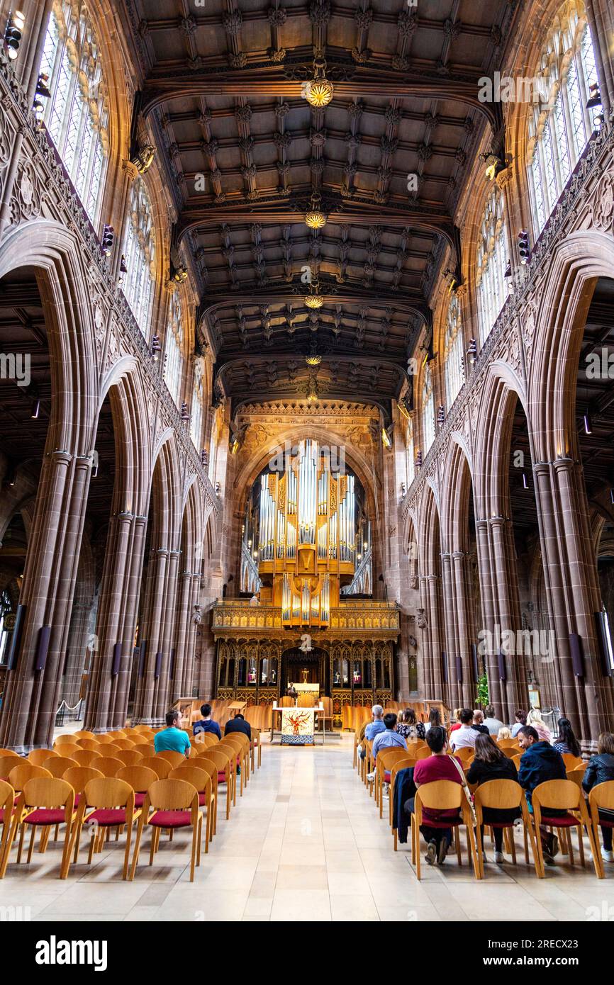 Intérieur de la cathédrale de Manchester, Manchester, Lancashire, Angleterre Banque D'Images