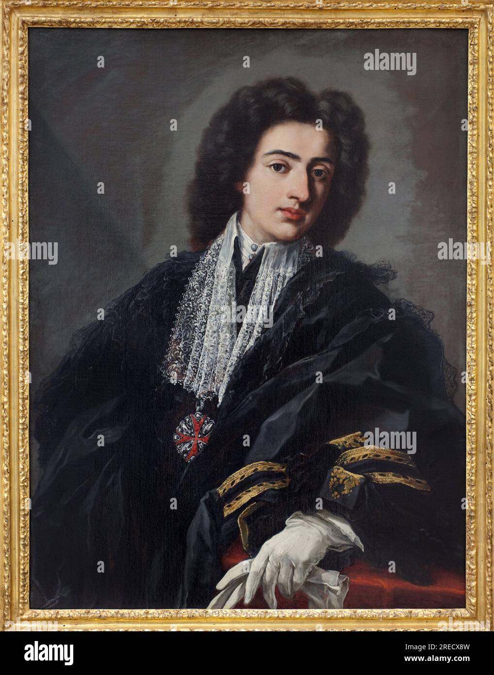 Portrait de Carlo Albani. Peinture de Pier Leone Ghezzi (1674-1755), huile sur toile, vers 1708. À italien 18e siecle. Staatsgalerie, Stuttgart (Allemagne). Banque D'Images