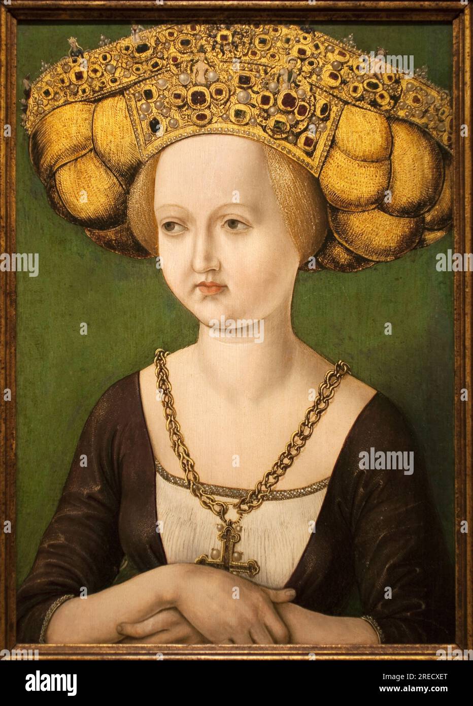 Portrait de Cunegonde d'Autriche (1465-1520) (Kunigunde d'Autriche) (Cunegonda d'Autriche). Peinture d'un anonyme, huile sur bois, vers 1584. Musée national des Arts de Catalogne, Barcelone (Espagne). Banque D'Images