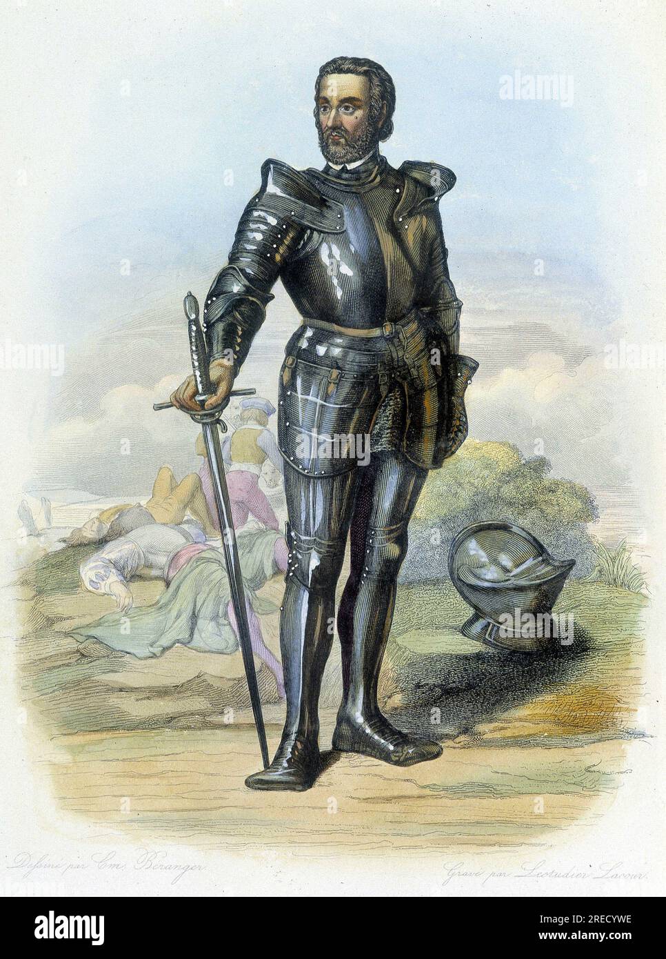 Portrait du chevalier Bayard (1475-1524) - dans "Le Plutarque francais", ed. Mennechet, 1844-47 Banque D'Images