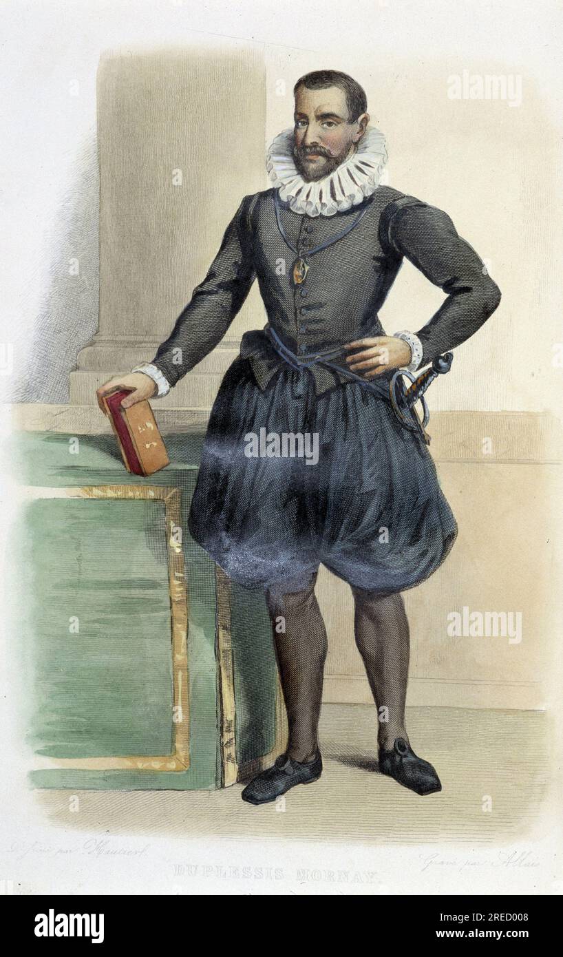 Philippe de Mornay , seigneur du Plessis Marly , dit Duplessis Mornay, homme d'Etat francais (1549-1623). - Dans 'le Plutarque francais', Ed. Mennechet, 1844-1847 Banque D'Images