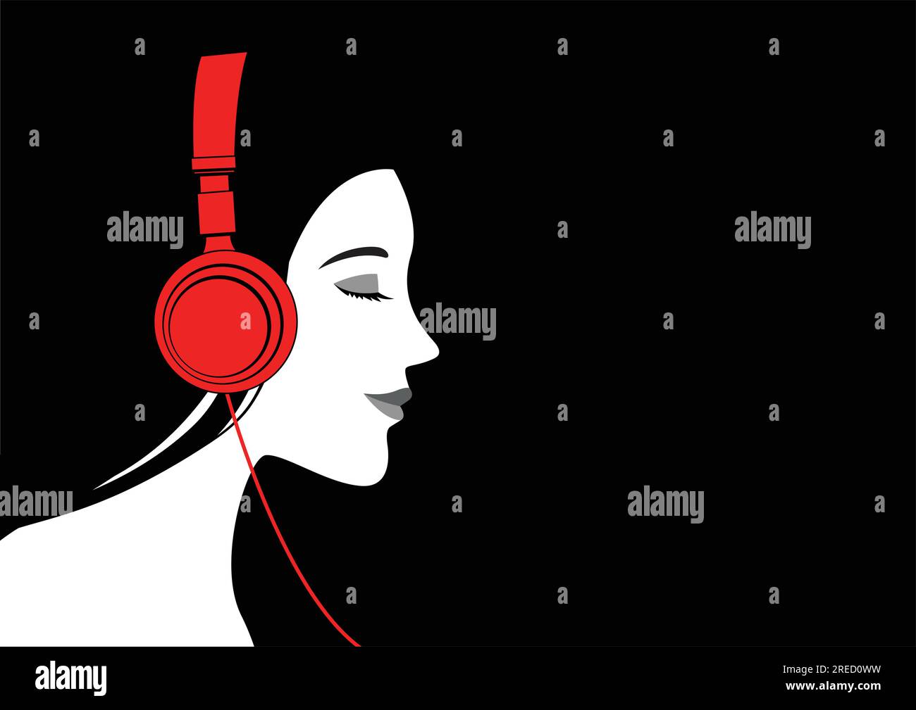 Illustration vectorielle d'une femme écoutant de la musique avec un casque Illustration de Vecteur