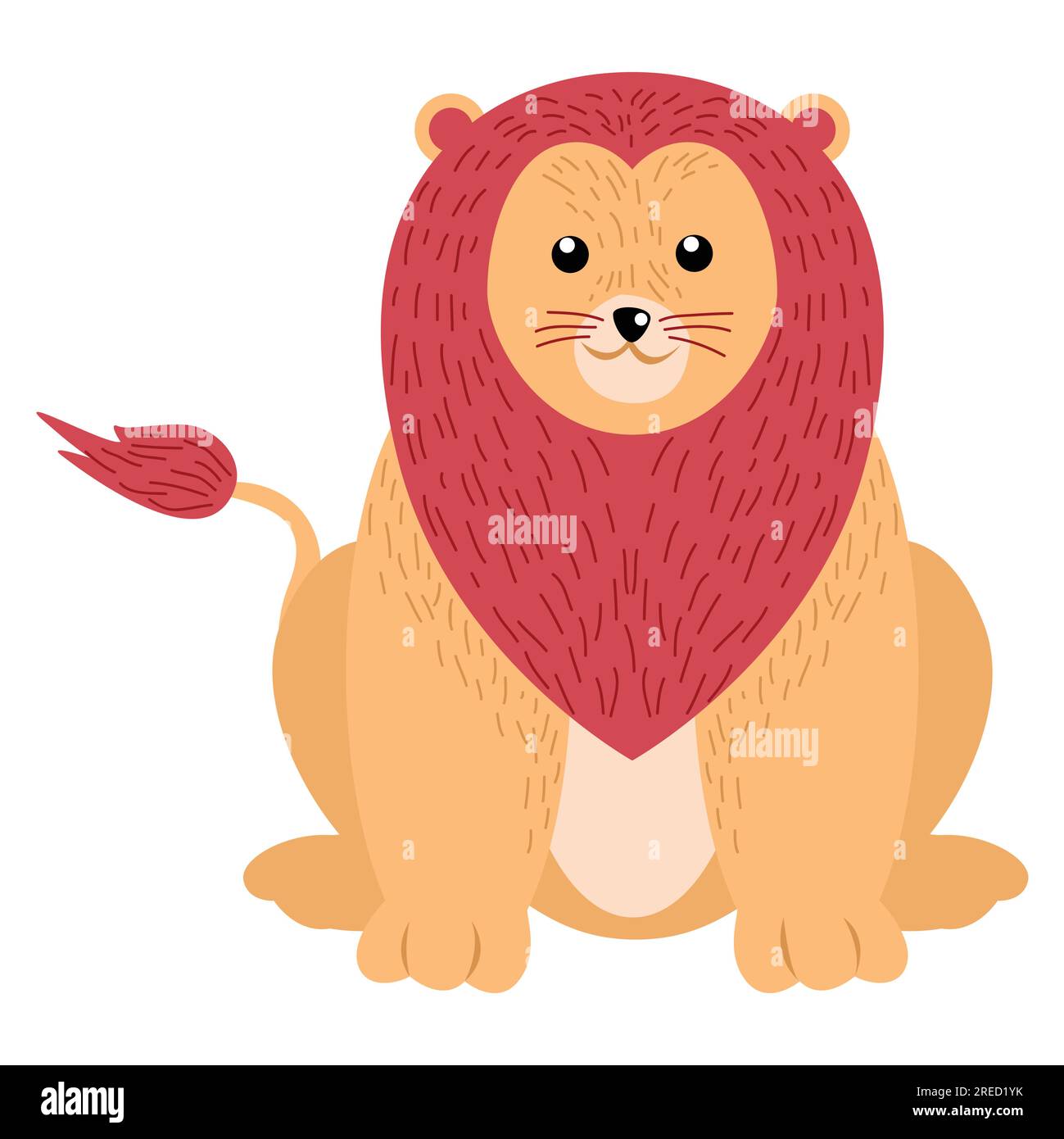 Joli dessin animé d'un lion isolé sur fond blanc Illustration de Vecteur