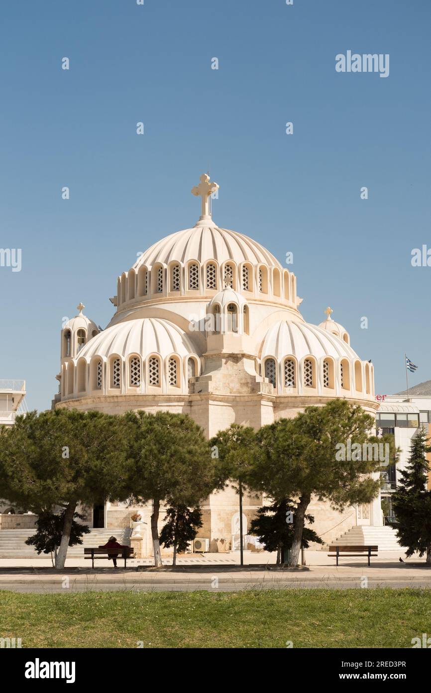 Cathédrale orthodoxe Saint Constantin et Hélène de Glyfada. Athènes, Grèce Banque D'Images