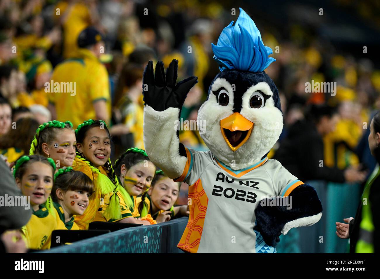 27 juillet 2023 ; Brisbane Stadium, Brisbane, Queensland, Australie : coupe du monde féminine de football Groupe B, Australie contre Nigeria ; mascotte de FIFA 2023 avant le coup d'envoi Banque D'Images