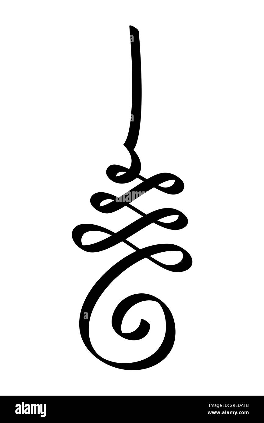 Unalome, un Yantra sacré dans le bouddhisme et un motif de tatouage yantra commun. Symbole du chemin spirituel vers l'illumination. Banque D'Images