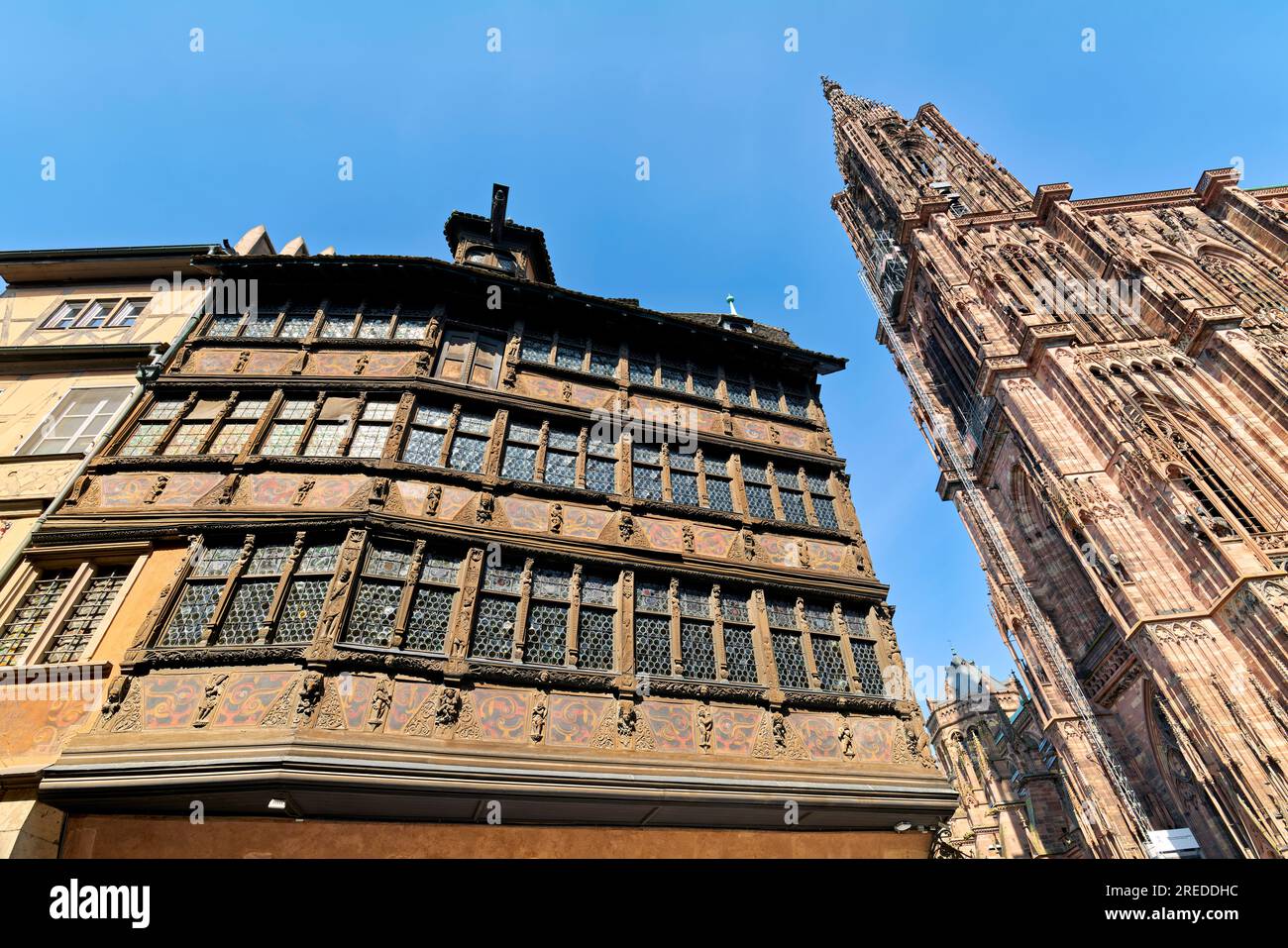 Strasbourg Alsace France. Route des vins d'Alsace. La Maison Kammerzell et la Cathédrale Banque D'Images