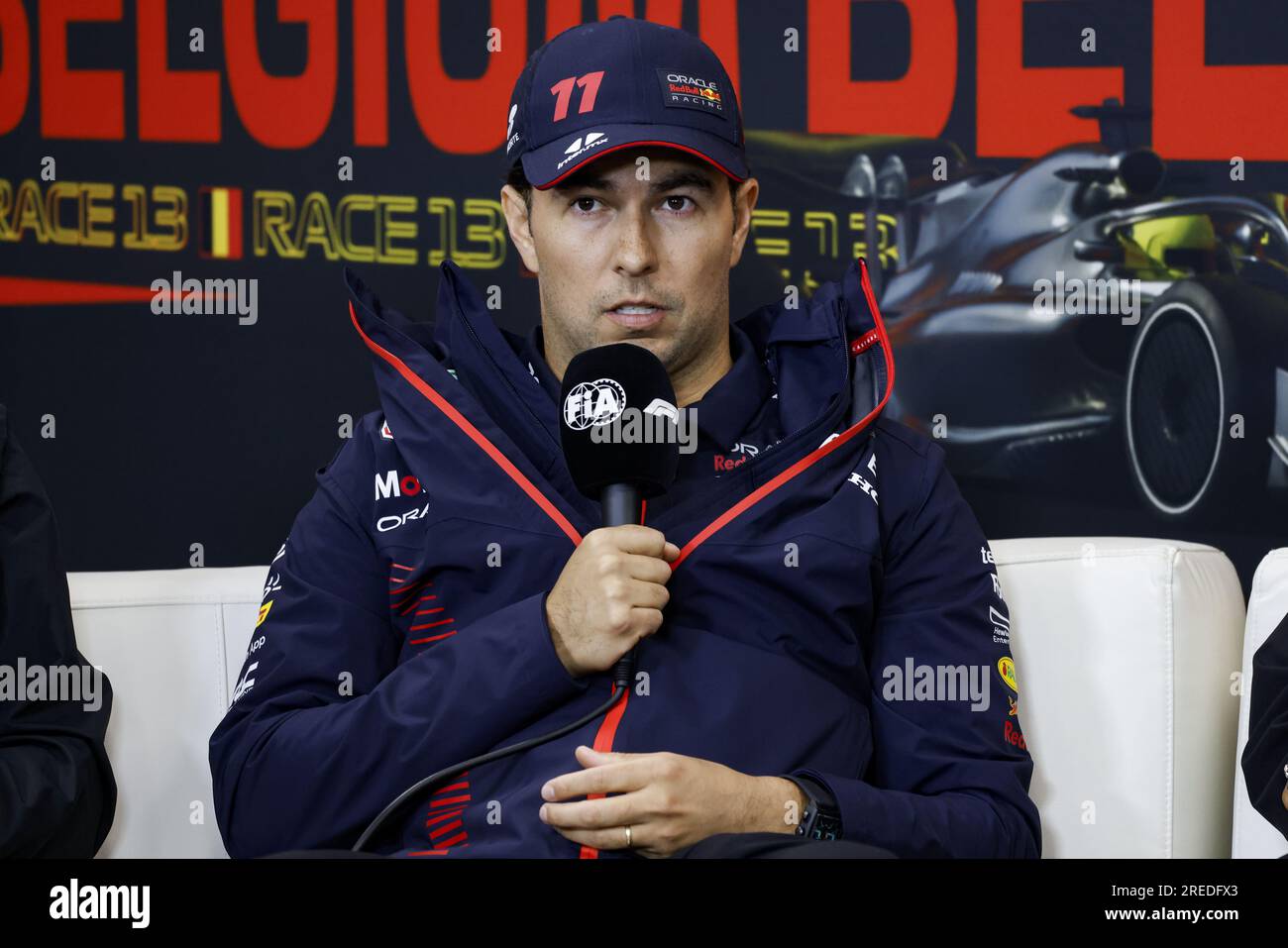 PEREZ Sergio (mex), Red Bull Racing RB18, portrait, conférence de presse lors du Grand Prix de Belgique de Formule 1 Rolex 2022, 14e manche du Championnat du monde FIA de Formule 1 2022 du 26 au 28 août 2022 sur le circuit de Spa-Francorchamps, à Francorchamps, Belgique Banque D'Images