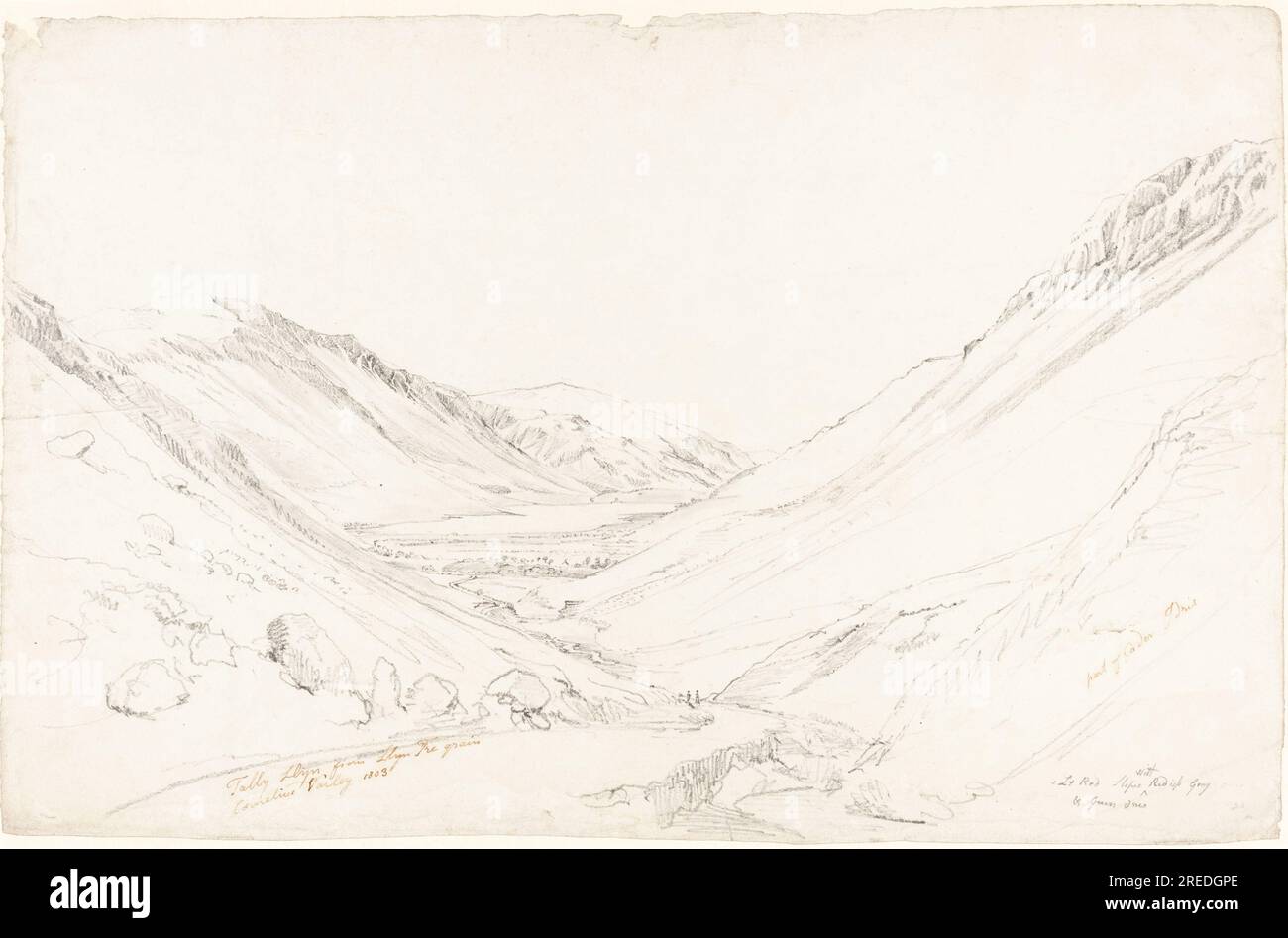 'Cornelius Varley, Tally Llyn de Llyn Trigrain, 1803, graphite sur papier tissé ; couché, total : 25,5 x 40 cm (10 1/16 x 15 3/4 po), don de John Nichols Estabrook et Dorothy Coogan Estabrook, 1988.20.44' Banque D'Images