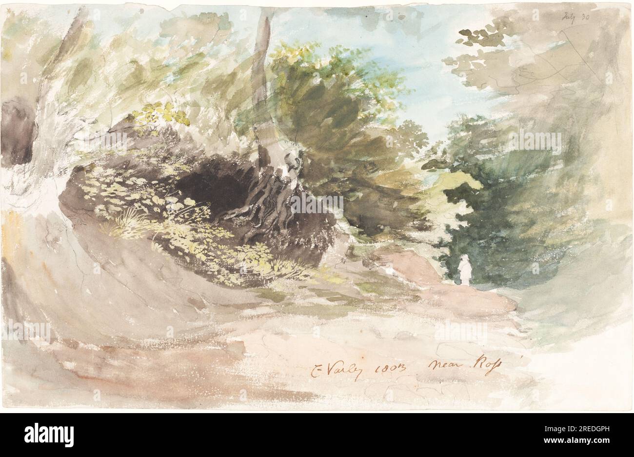 'Cornelius Varley, Une ruelle boisée près de Ross, 1803, aquarelle sur graphite sur papier tissé, total : 23,5 x 36,5 cm (9 1/4 x 14 3/8 po.) Tapis : 40,6 x 55,9 cm (16 x 22 po), cadeau de Diane Allen Nixon, 2000.74.3' Banque D'Images
