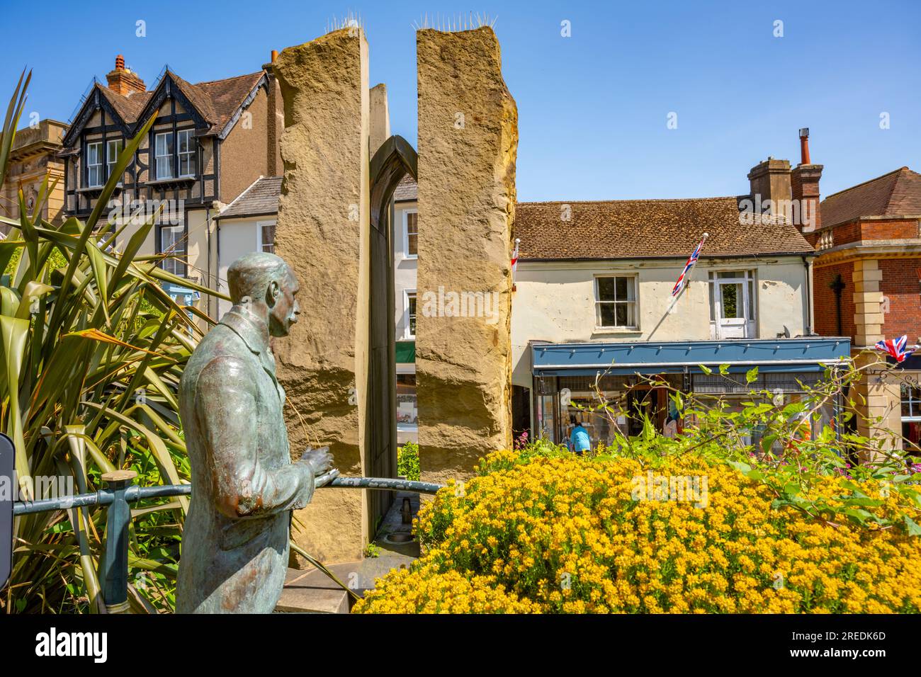 La statue commémorative Sir Edward Elgar à Great Malvern Banque D'Images