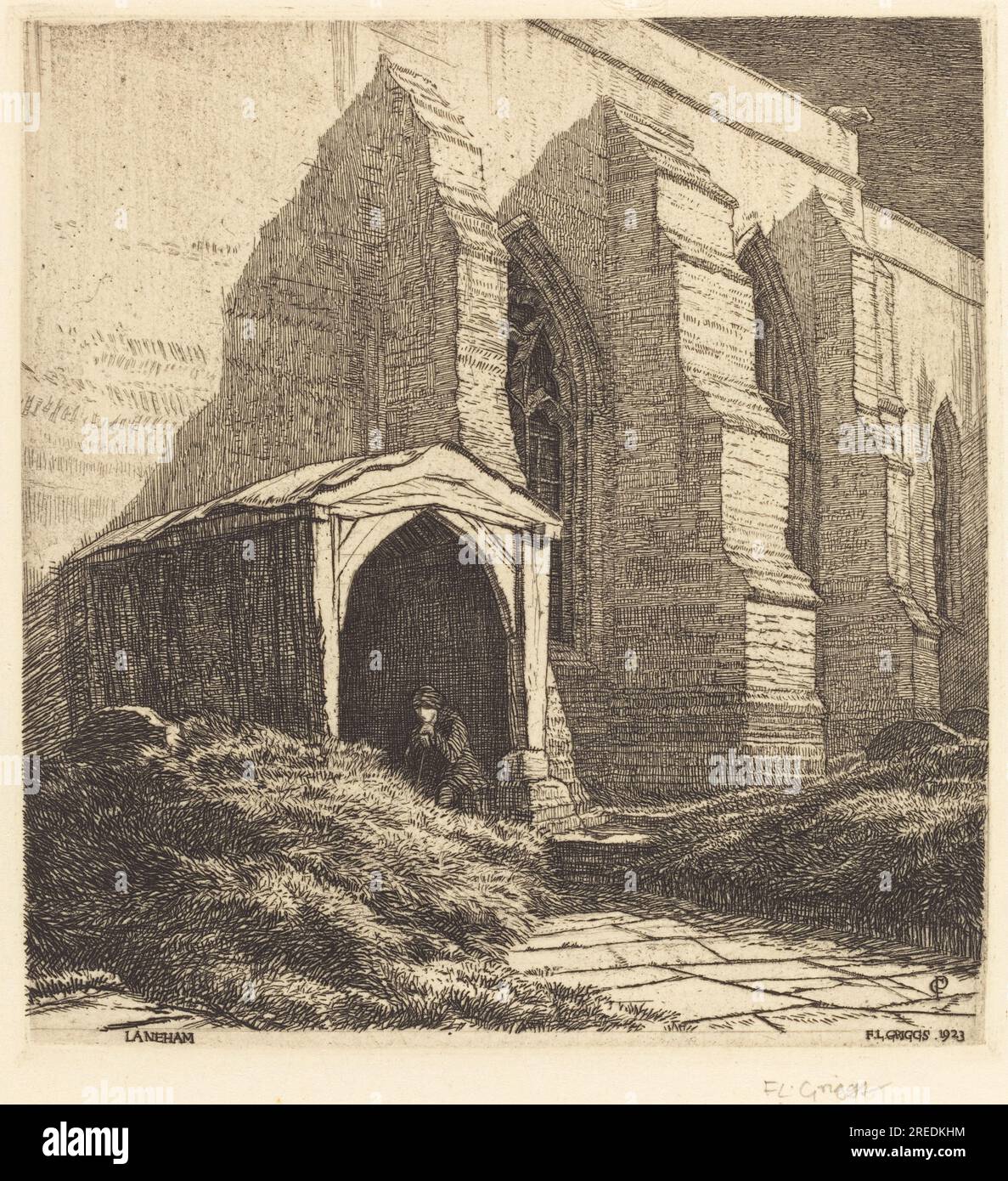 'F.L. Griggs, Laneham, 1923, gravure en noir sur papier posé, plaque : 12,8 x 12 cm (5 1/16 x 4 3/4 po.) Drap : 25,5 x 20,4 cm (10 1/16 x 8 1/16 po), cadeau de Ruth Cole Kainen, 2005.145.14' Banque D'Images