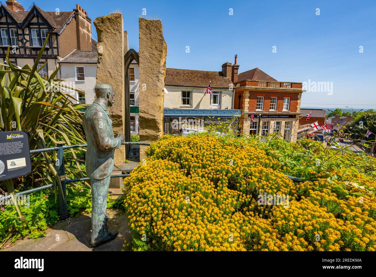 La statue commémorative Sir Edward Elgar à Great Malvern Banque D'Images