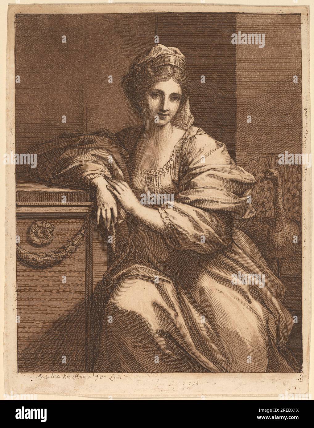 'Angelica Kauffmann, Juno, 1770, publié en 1780, gravure et aquatinte imprimées en brun sur papier couché, feuille (rognée à la marque de la plaque) : 21,5 x 16,7 cm (8 7/16 x 6 9/16 po), Ailsa Mellon Bruce Fund, 1987.1,2' Banque D'Images