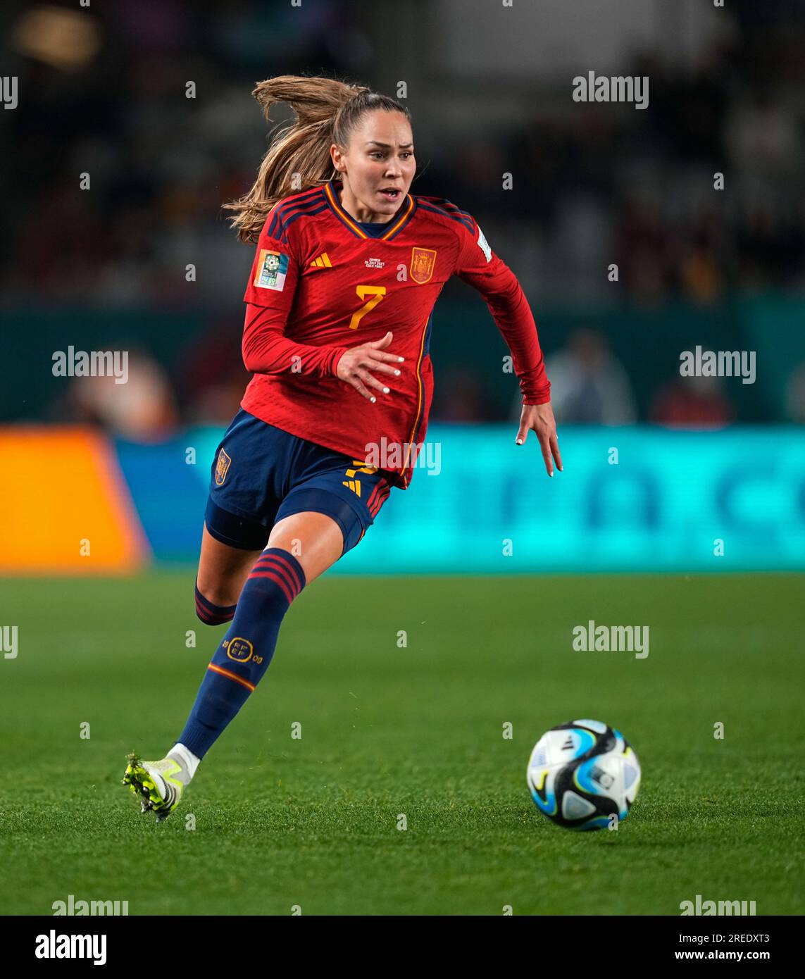 Auckland, Nouvelle-Zélande. 26 juillet 2023. 26 2023 juillet : Irene Guerrero (Espagne) contrôle le ballon lors d'un match du Groupe C - coupe du monde féminine de la FIFA, Australie et Nouvelle-Zélande 2023, Espagne vs Zambie, à Eden Park, Auckland, Nouvelle-Zélande. Kim Price/CSM/Sipa USA (crédit image : © Kim Price/Cal Sport Media/Sipa USA) crédit : SIPA US/Alamy Live News Banque D'Images