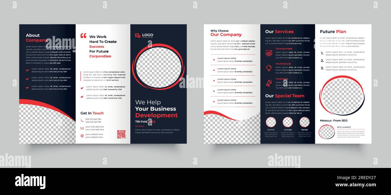 modèle d'entreprise, brochure triple, annuel, rapport, rapport de projet, flyer moderne Illustration de Vecteur