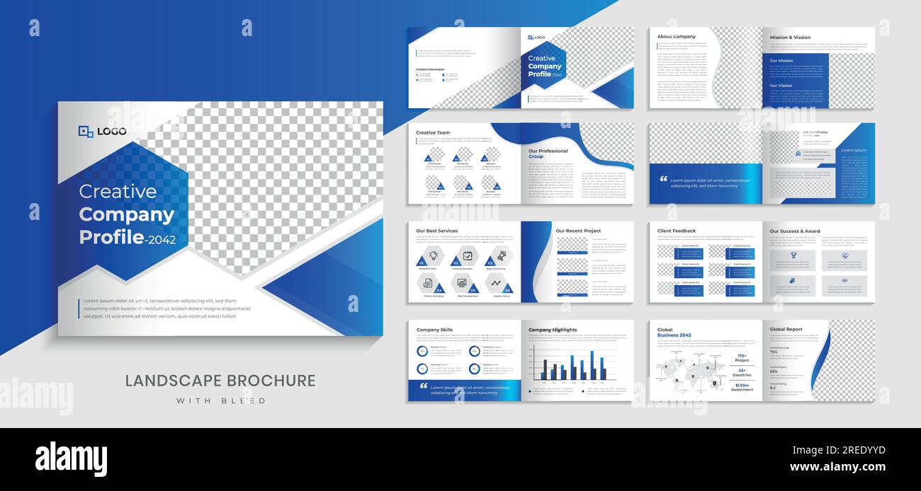 Modèle de brochure paysage de profil d'entreprise Illustration de Vecteur