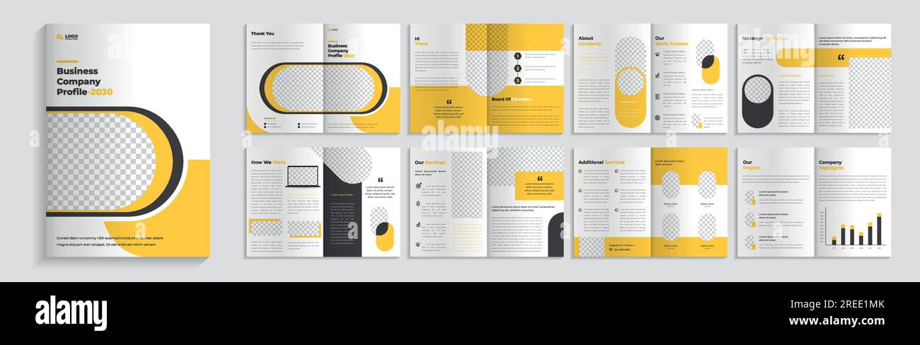 Conception de modèle de brochure de profil d'entreprise, brochure commerciale multi pages. Illustration de Vecteur