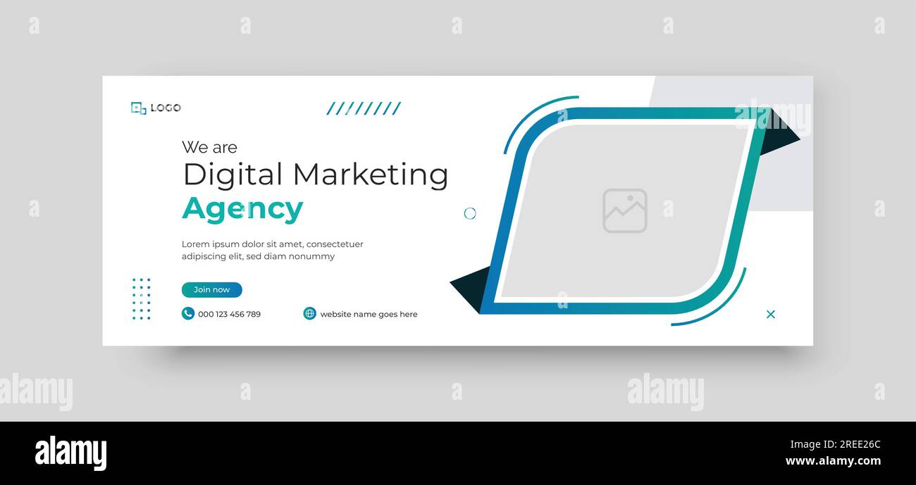 Marketing numérique modèle de couverture Facebook et Business social Media Web Banner Design. Illustration de Vecteur