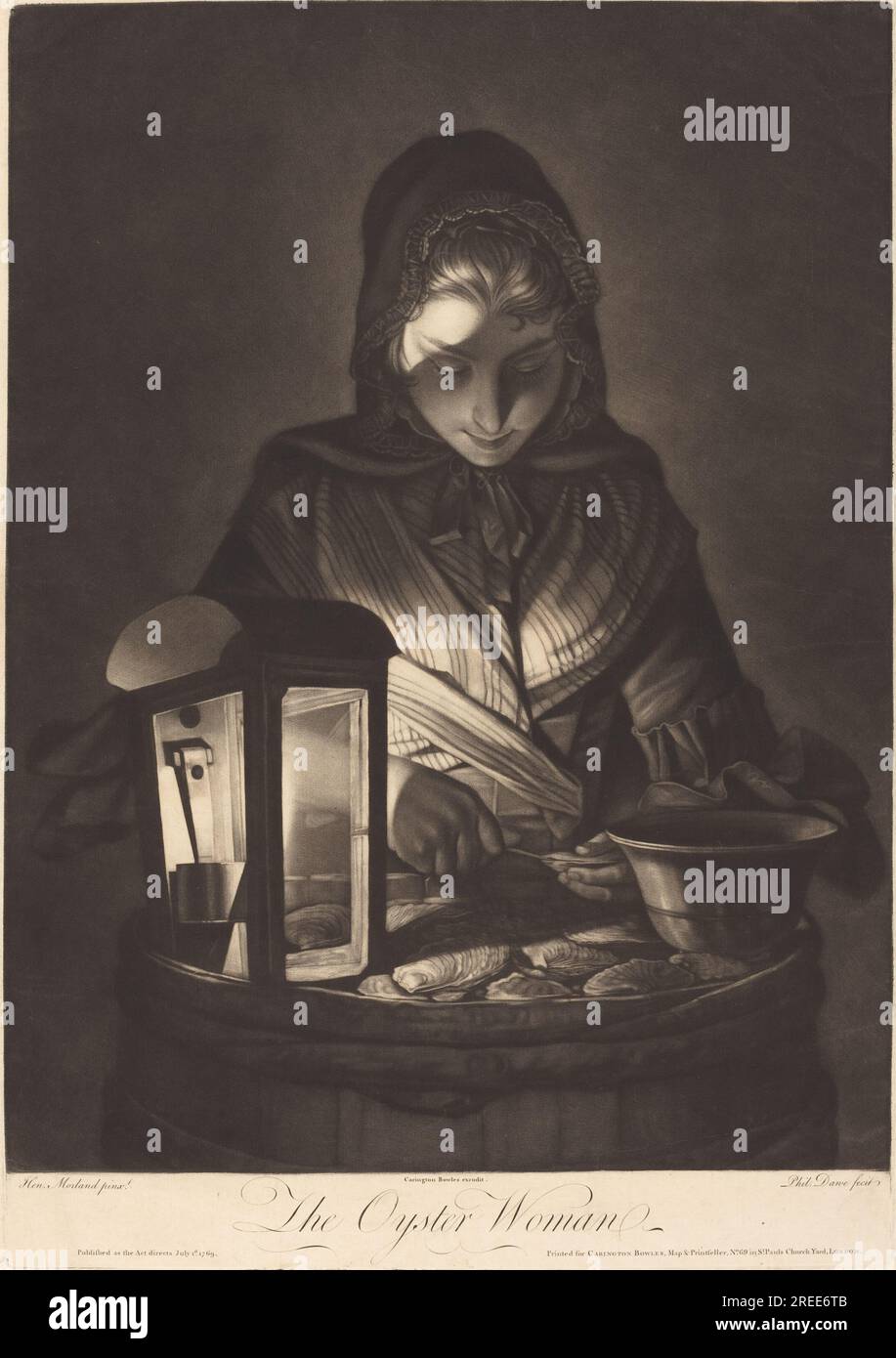 Philip Dawe d'après Henry Robert Morland, la femme huître, 1769, mezzotinte sur papier couché, assiette : 50,6 x 35,5 cm (19 15/16 x 14 po.) Feuille : 57,2 x 43 cm (22 1/2 x 16 15/16 po), Fonds Gaillard F. Ravenel et Frances P. Smyth-Ravenel, 2002,65,1' Banque D'Images