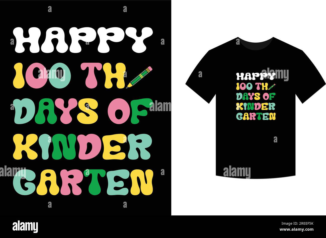 Joyeux 100e jours de la maternelle, conception de T-shirt Illustration de Vecteur