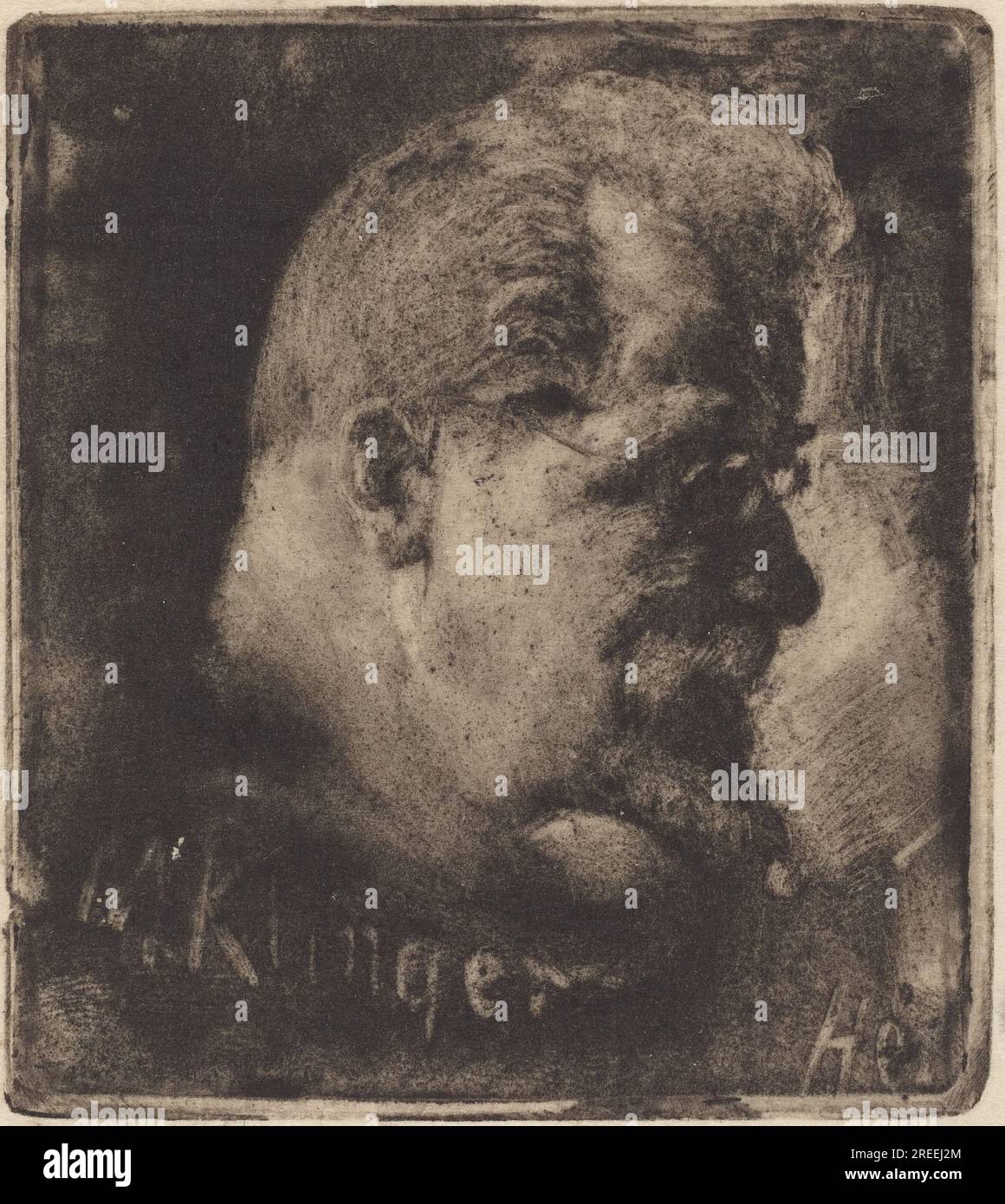 Hubert von Herkomer, Max Klinger, années 1890, herkomertype en noir sur papier tissé, assiette : 8 x 7,1 cm (3 1/8 x 2 13/16 po.) Feuille : 18,9 x 15,6 cm (7 7/16 x 6 1/8 po), Fonds Ailsa Mellon Bruce, 2003,19,2' Banque D'Images