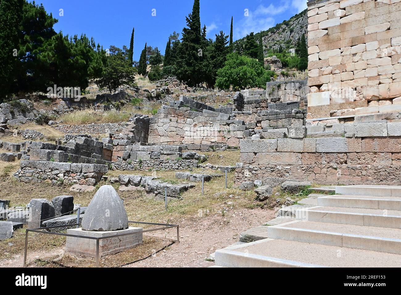 Section du site des ruines de Delphi, Grèce Banque D'Images