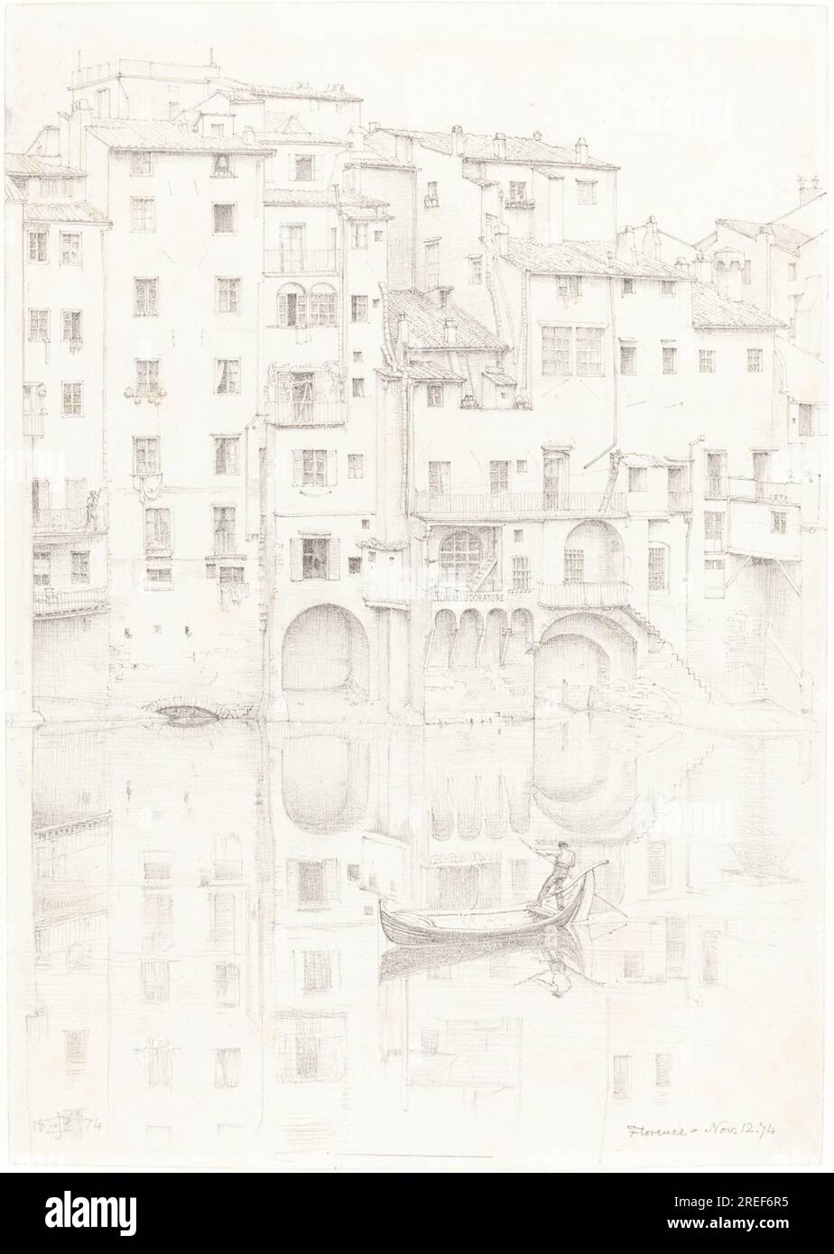 'Sir Edward John Poynter, A View of the Arno, Florence, 1874, graphite sur papier tissé, total : 24,9 x 17,5 cm (9 13/16 x 6 7/8 po), William B. O'Neal Fund, 1996.3,1' Banque D'Images