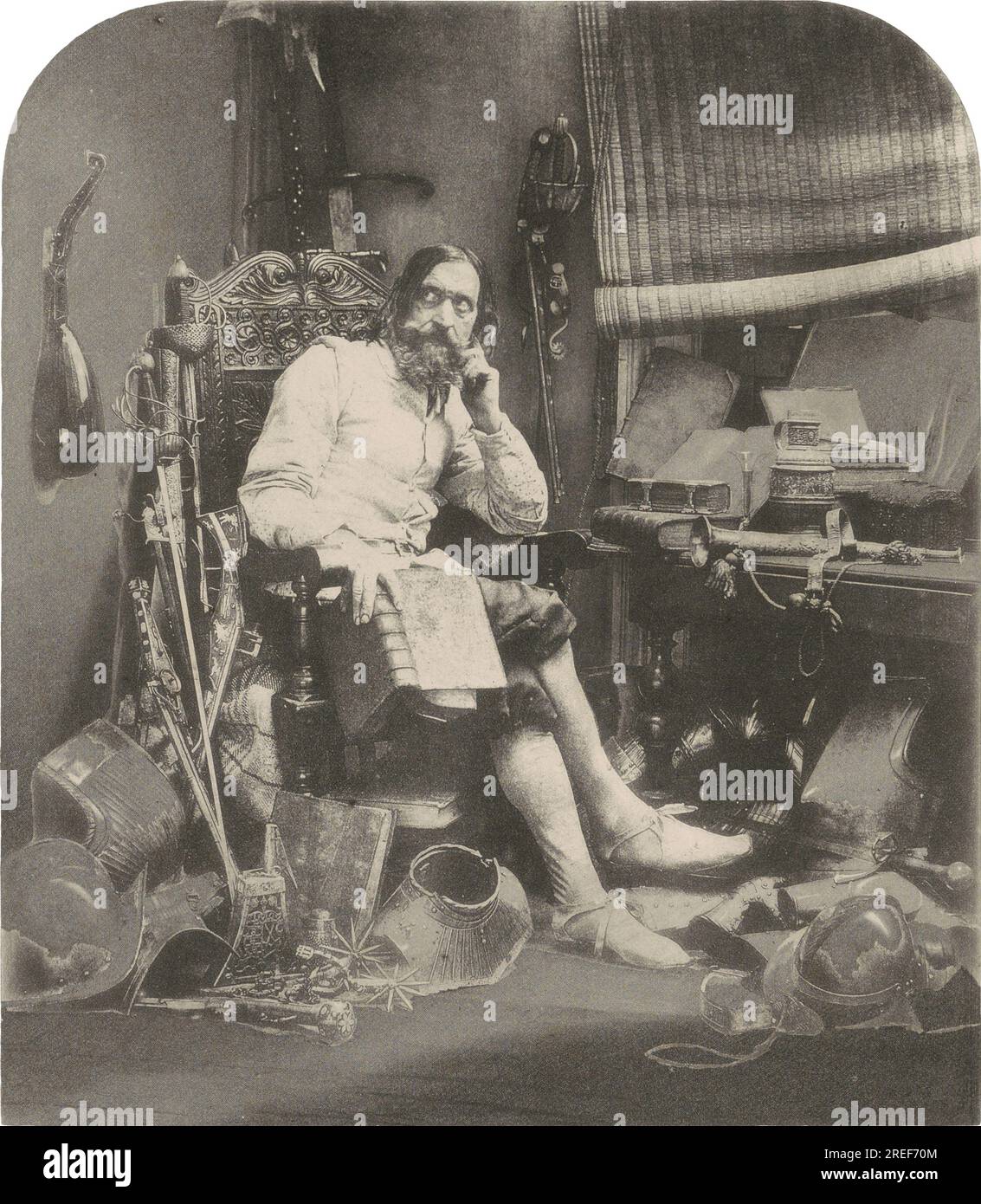 William Lake Price, photo-Galvano-Graphic Company, Don Quichotte dans son étude, 1855, photogravure, imprimé en 1857, feuille : 44,2 × 38,5 cm (17 3/8 × 15 3/16 po.) Image : 22,6 × 19,7 cm (8 7/8 × 7 3/4 po), Fonds commémoratif Pepita Milmore, 2017.70.2' Banque D'Images